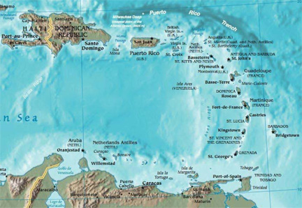 Map of the Eastern Caribbean